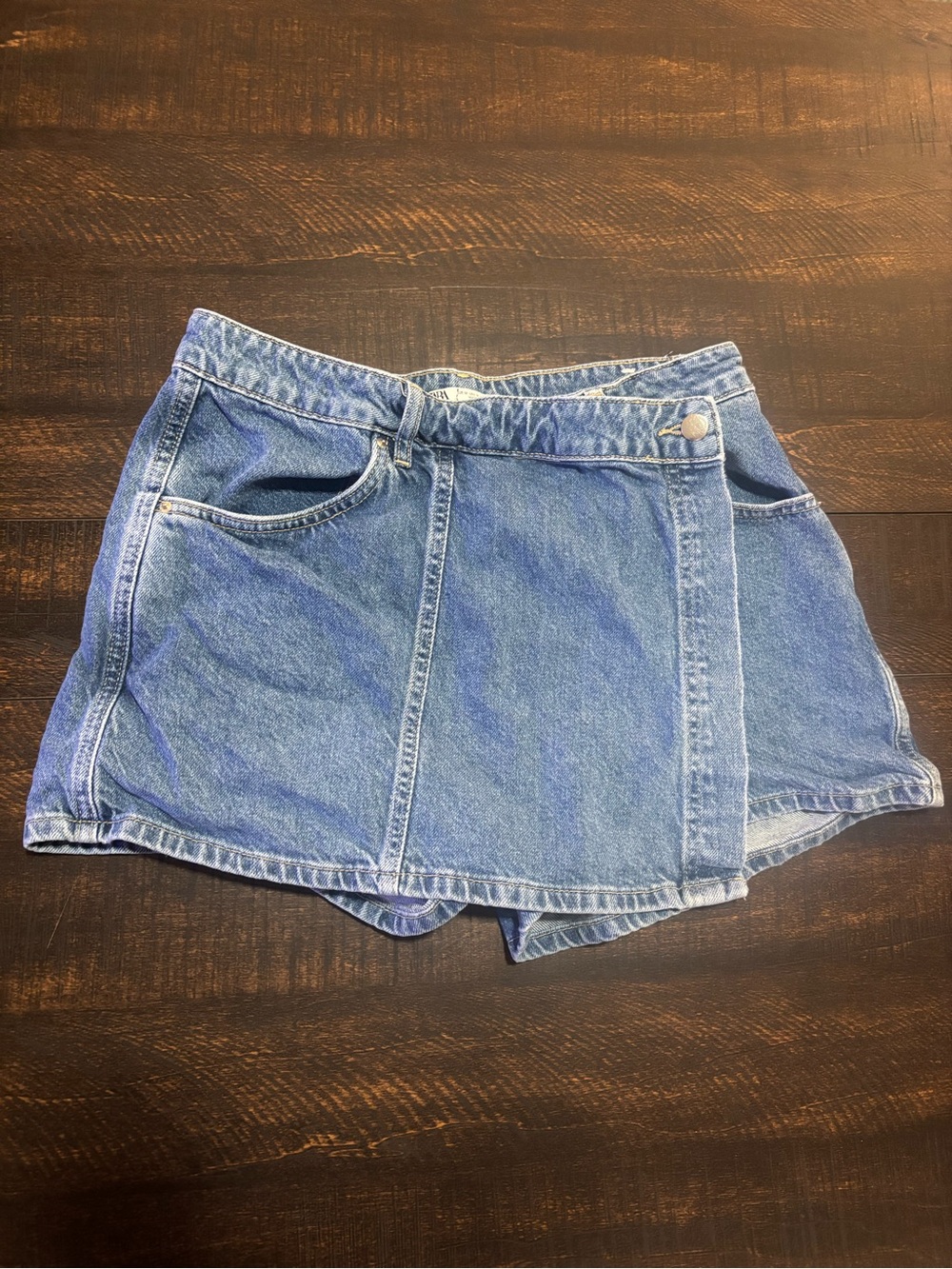 Zara Light Blue Denim Skort Shorts